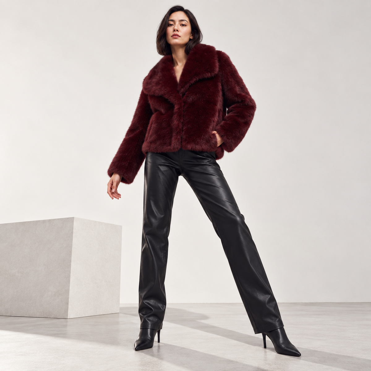 Lucienne | Chic Brown Fur Coat for Women with Plush Statement Texture