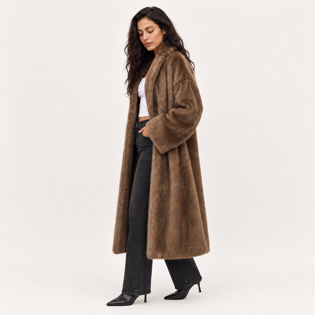 Rosalie | Sophisticated Brown Fur Coat for Women with Luxurious Longline Shape