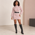 Madeleine | Cosy Roll Neck Jumper Dress for Women with Chunky Textured Knit