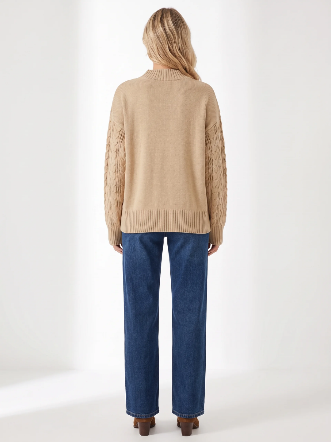 Matilda | Cable Knit Notch Neck Jumper, Loose Fit Winter Sweater