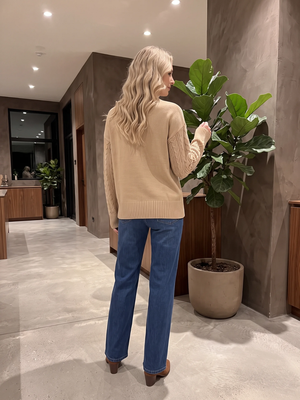 Matilda | Cable Knit Notch Neck Jumper, Loose Fit Winter Sweater