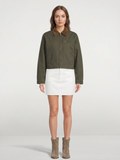 Sophia | Cropped Utility Jacket, Contrast Collar Zip-Up Autumn Coat