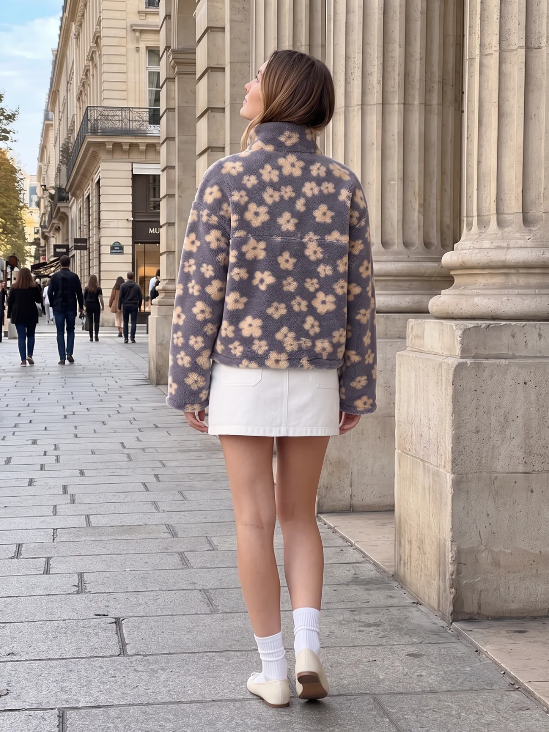 Cressida | Floral Fleece Half Zip Pullover, Oversized Winter Sweater