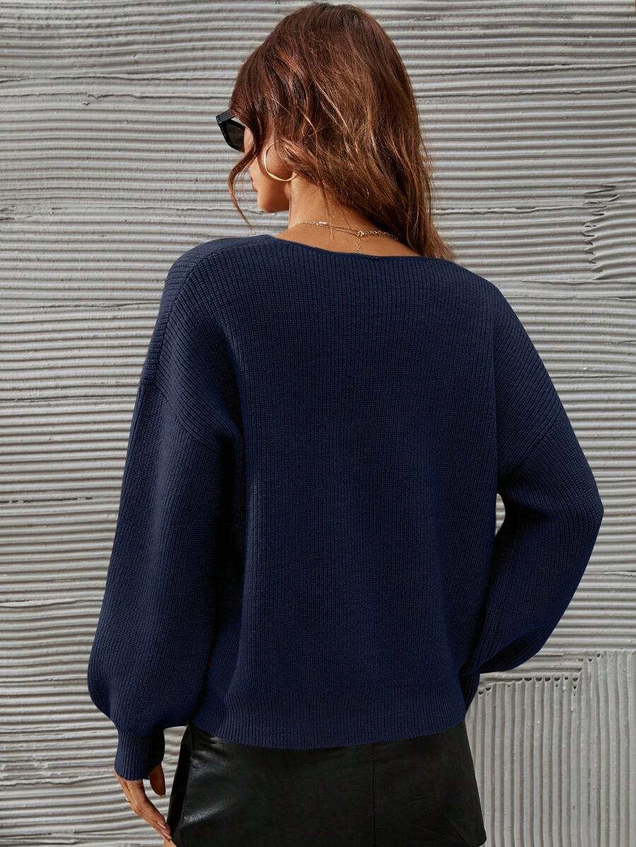 SHEIN Frenchy V-neck Drop Shoulder Jumper