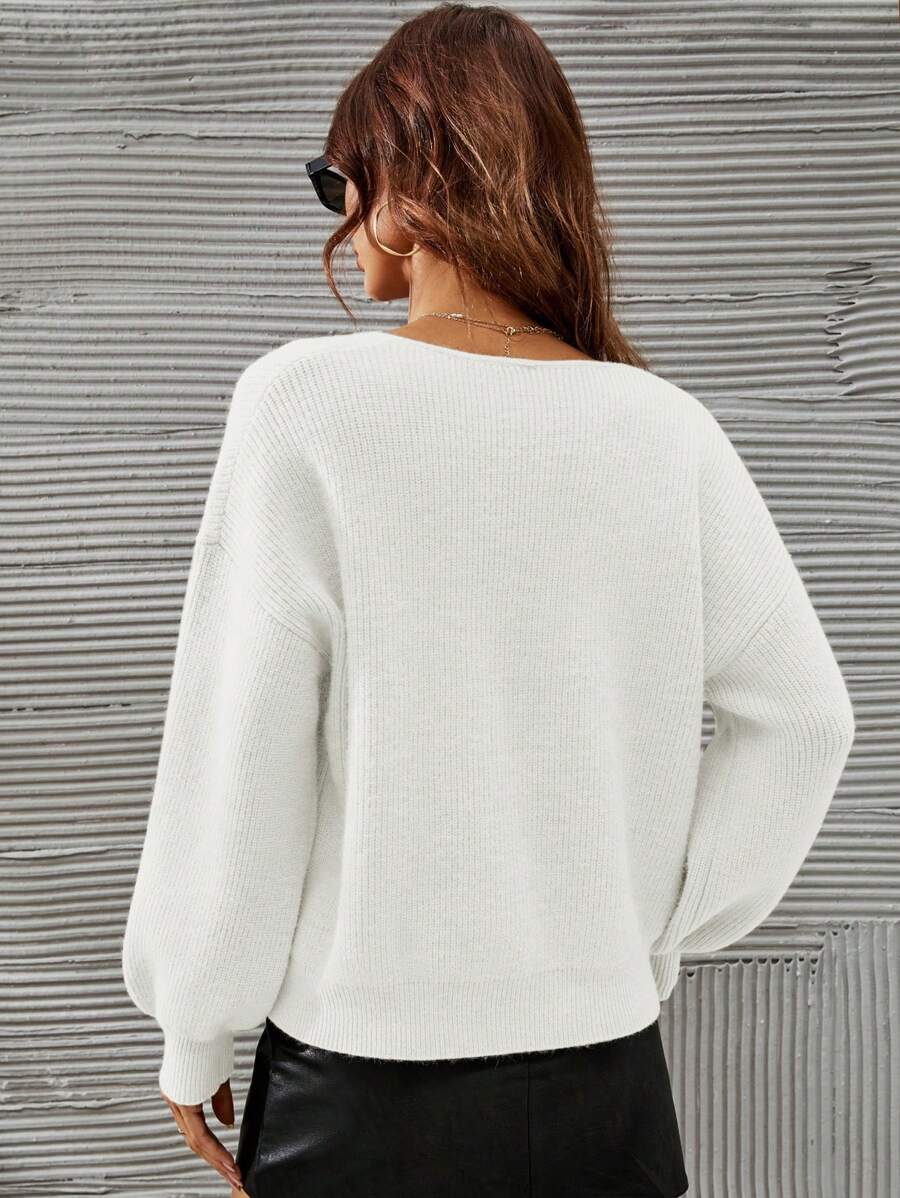 SHEIN Frenchy V-neck Drop Shoulder Jumper