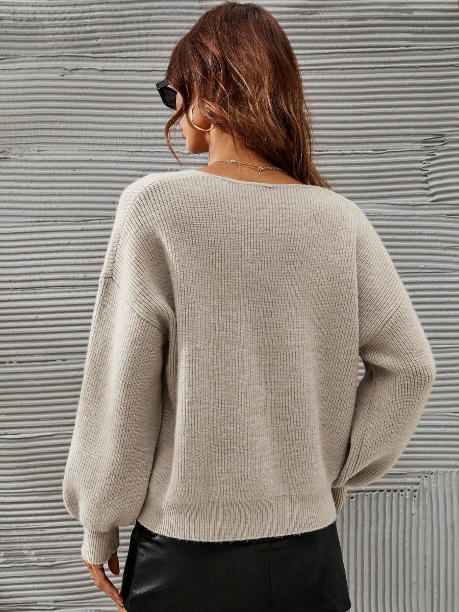 SHEIN Frenchy V-neck Drop Shoulder Jumper