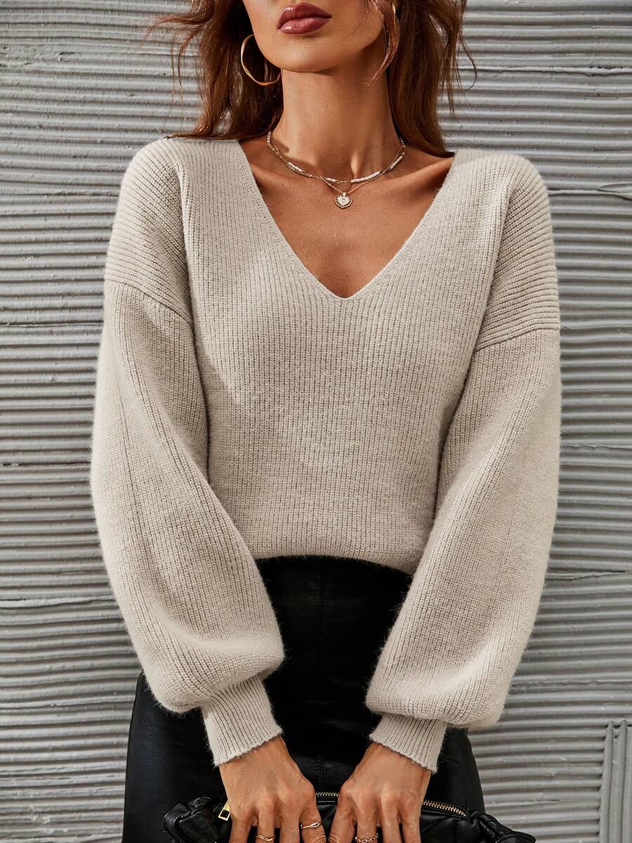 SHEIN Frenchy V-neck Drop Shoulder Jumper