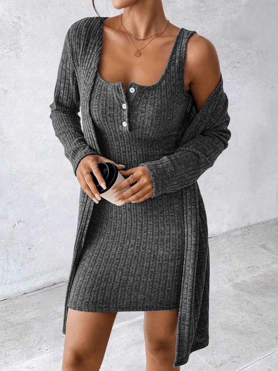 SHEIN Women's Sexy 2 Pieces Blue Dress, Autumn/Winter