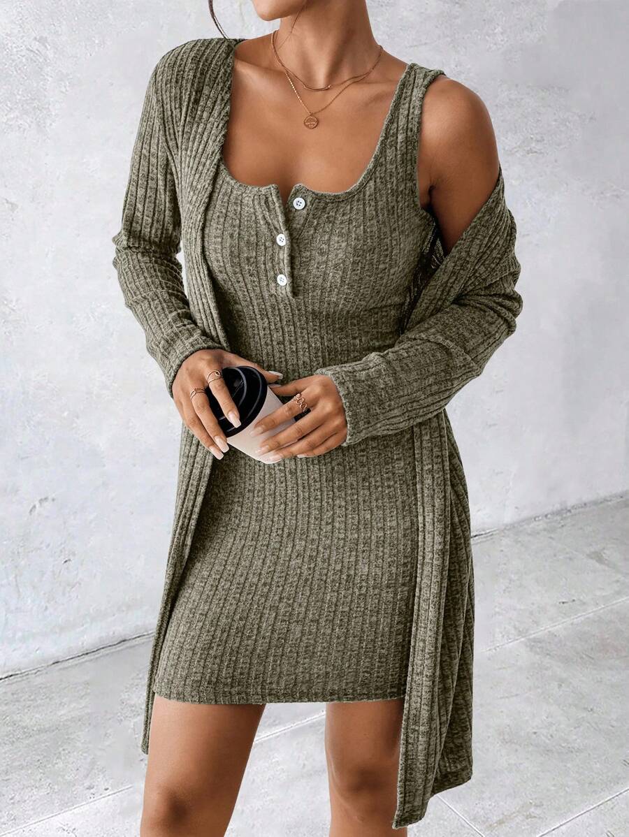 SHEIN Women's Sexy 2 Pieces Blue Dress, Autumn/Winter