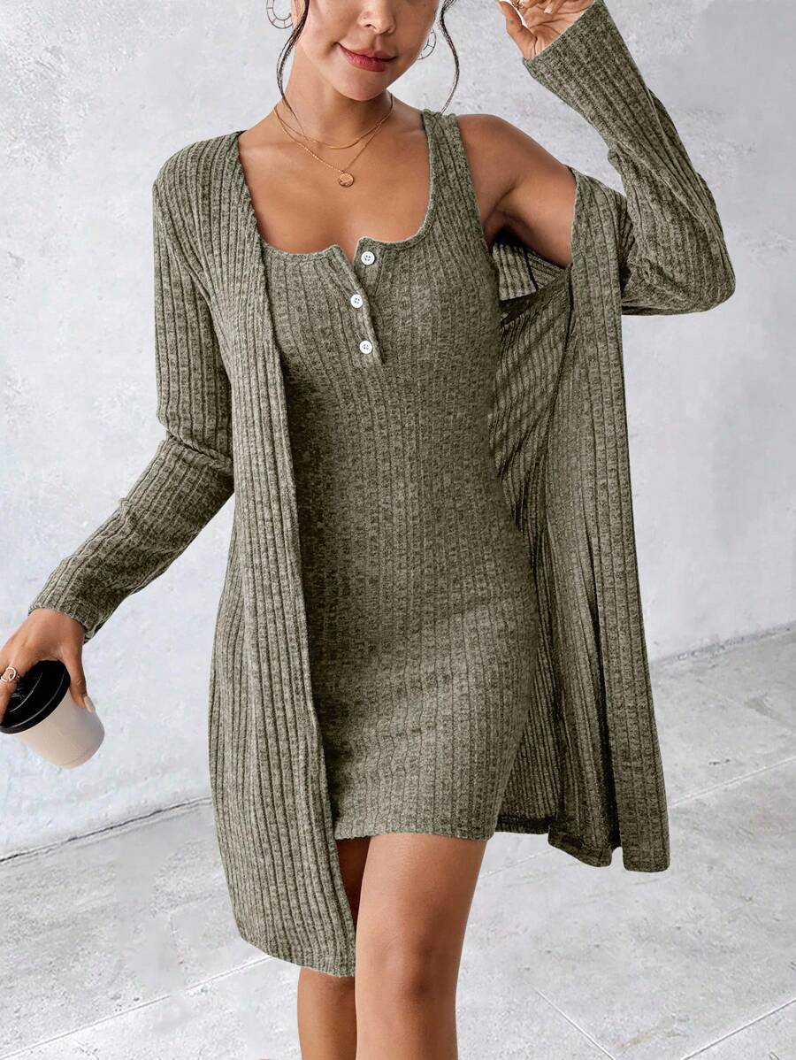 SHEIN Women's Sexy 2 Pieces Blue Dress, Autumn/Winter