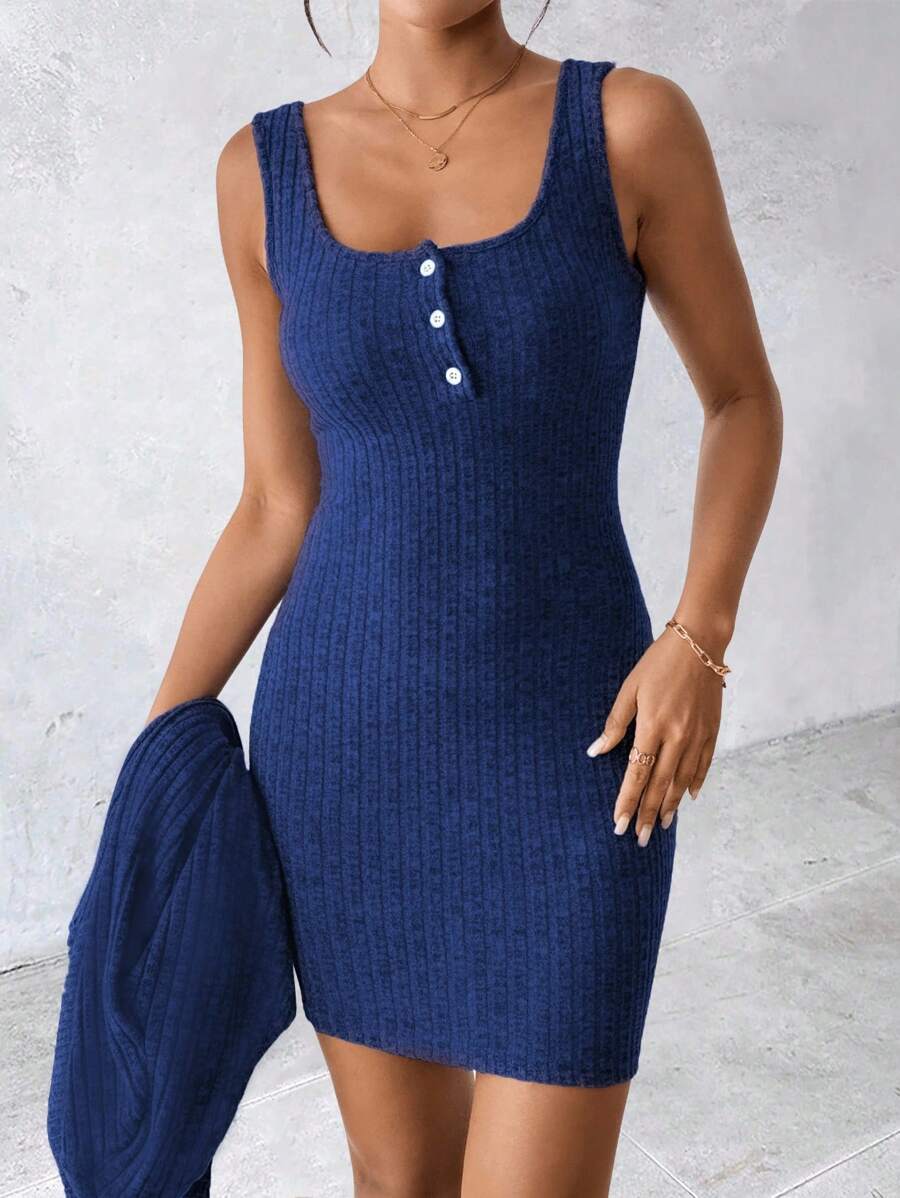 SHEIN Women's Sexy 2 Pieces Blue Dress, Autumn/Winter