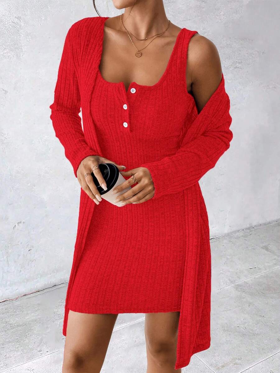 SHEIN Women's Sexy 2 Pieces Blue Dress, Autumn/Winter