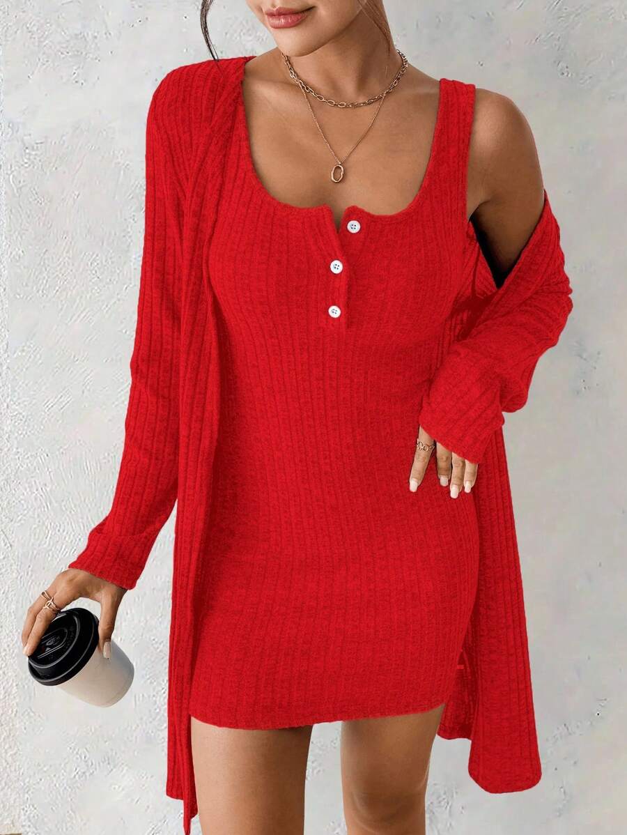 SHEIN Women's Sexy 2 Pieces Blue Dress, Autumn/Winter