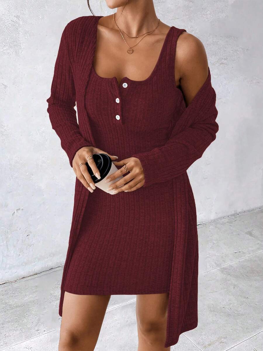 SHEIN Women's Sexy 2 Pieces Blue Dress, Autumn/Winter