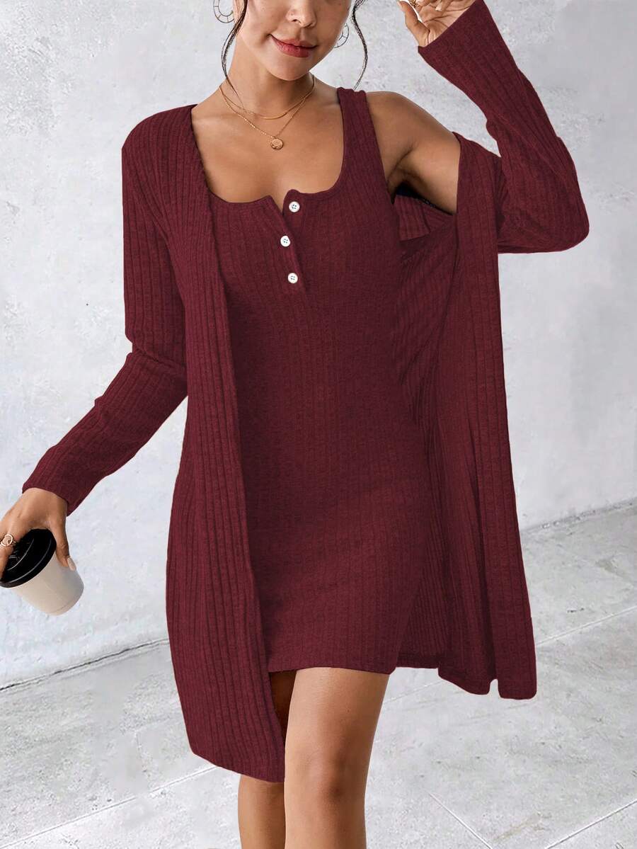 SHEIN Women's Sexy 2 Pieces Blue Dress, Autumn/Winter