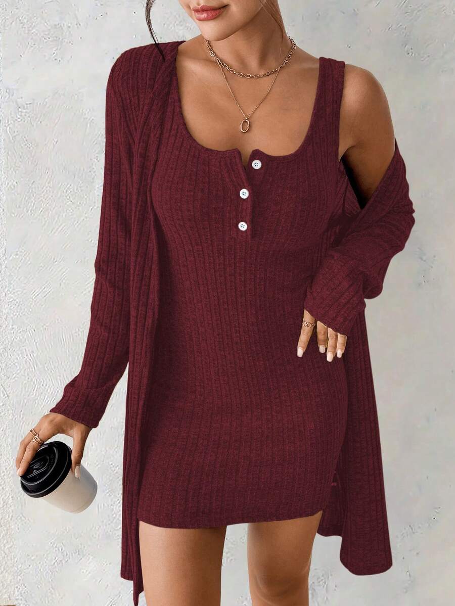 SHEIN Women's Sexy 2 Pieces Blue Dress, Autumn/Winter