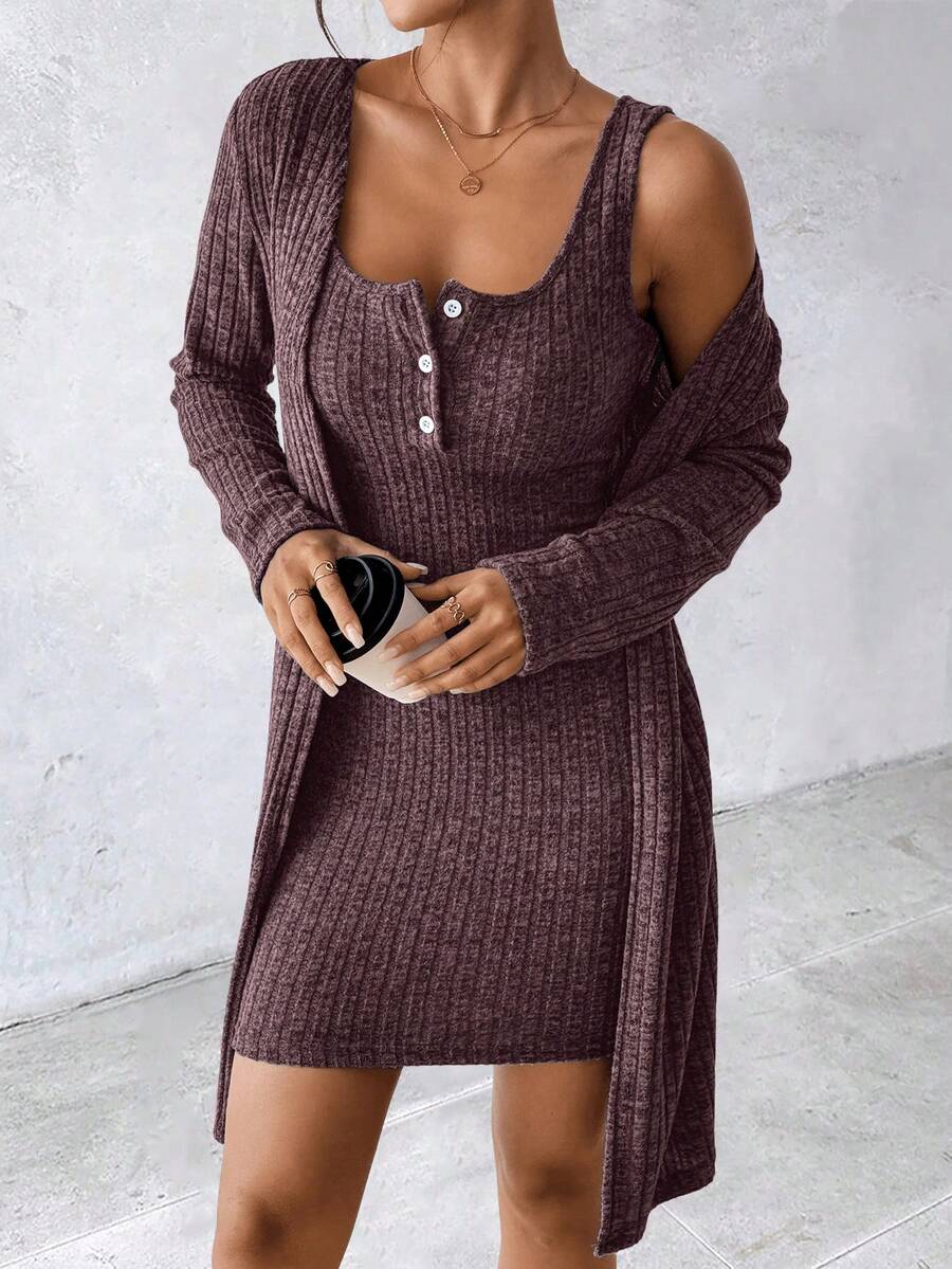 SHEIN Women's Sexy 2 Pieces Blue Dress, Autumn/Winter