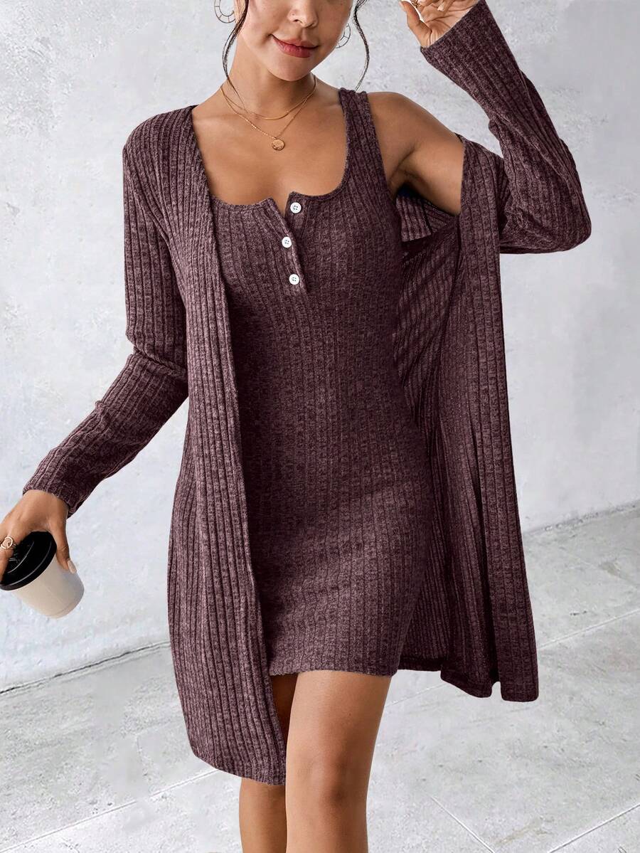 SHEIN Women's Sexy 2 Pieces Blue Dress, Autumn/Winter