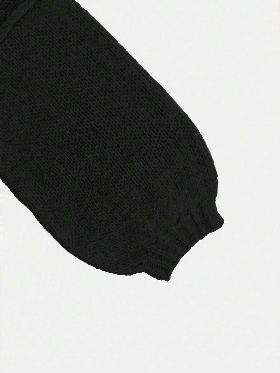 Women's Loose Solid Color Sweater, Casual Autumn/Winter Knit Top, Lantern Sleeve Design, Medium Thickness Fabric, Comfortable To Wear