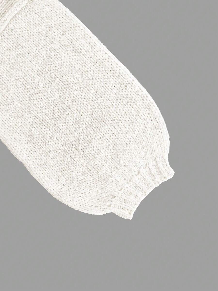 Women's Loose Solid Color Sweater, Casual Autumn/Winter Knit Top, Lantern Sleeve Design, Medium Thickness Fabric, Comfortable To Wear