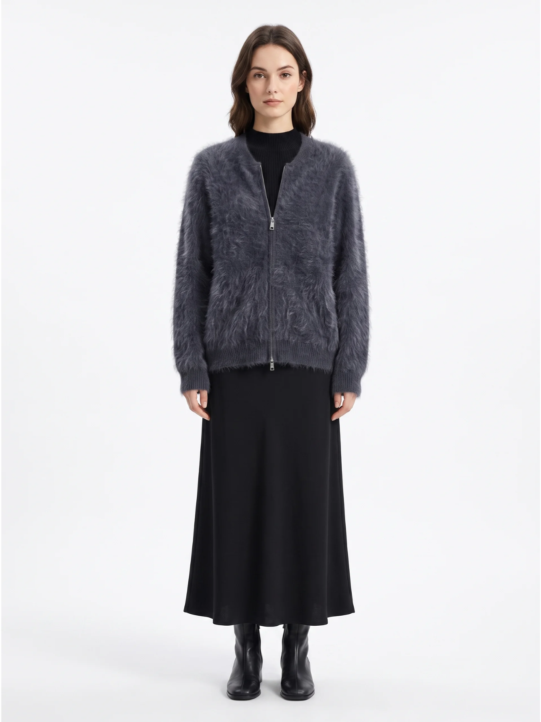 Amelia | Zip-Up Knit Cardigan, Brushed Soft Winter Knitwear