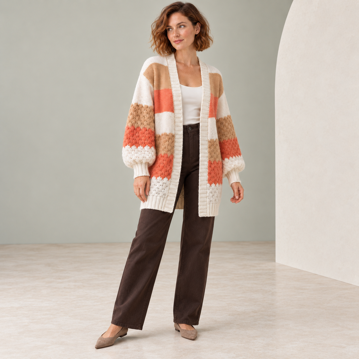 Melisande | Chic Oversized Cardigans for Women with Striped Statement Knit