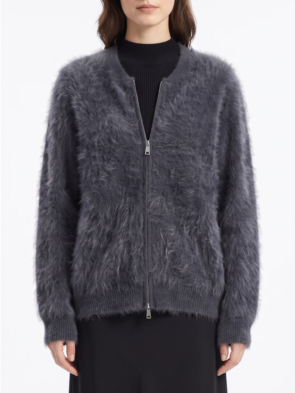 Amelia | Zip-Up Knit Cardigan, Brushed Soft Winter Knitwear