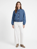 Isabella | Cropped Denim Bomber Jacket, Frog Button Spring Autumn Coat