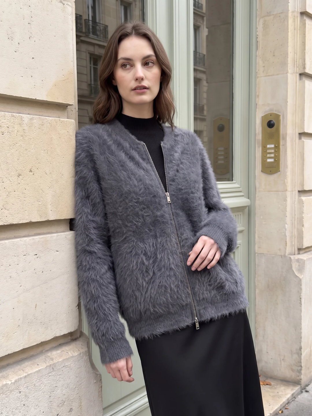 Amelia | Zip-Up Knit Cardigan, Brushed Soft Winter Knitwear