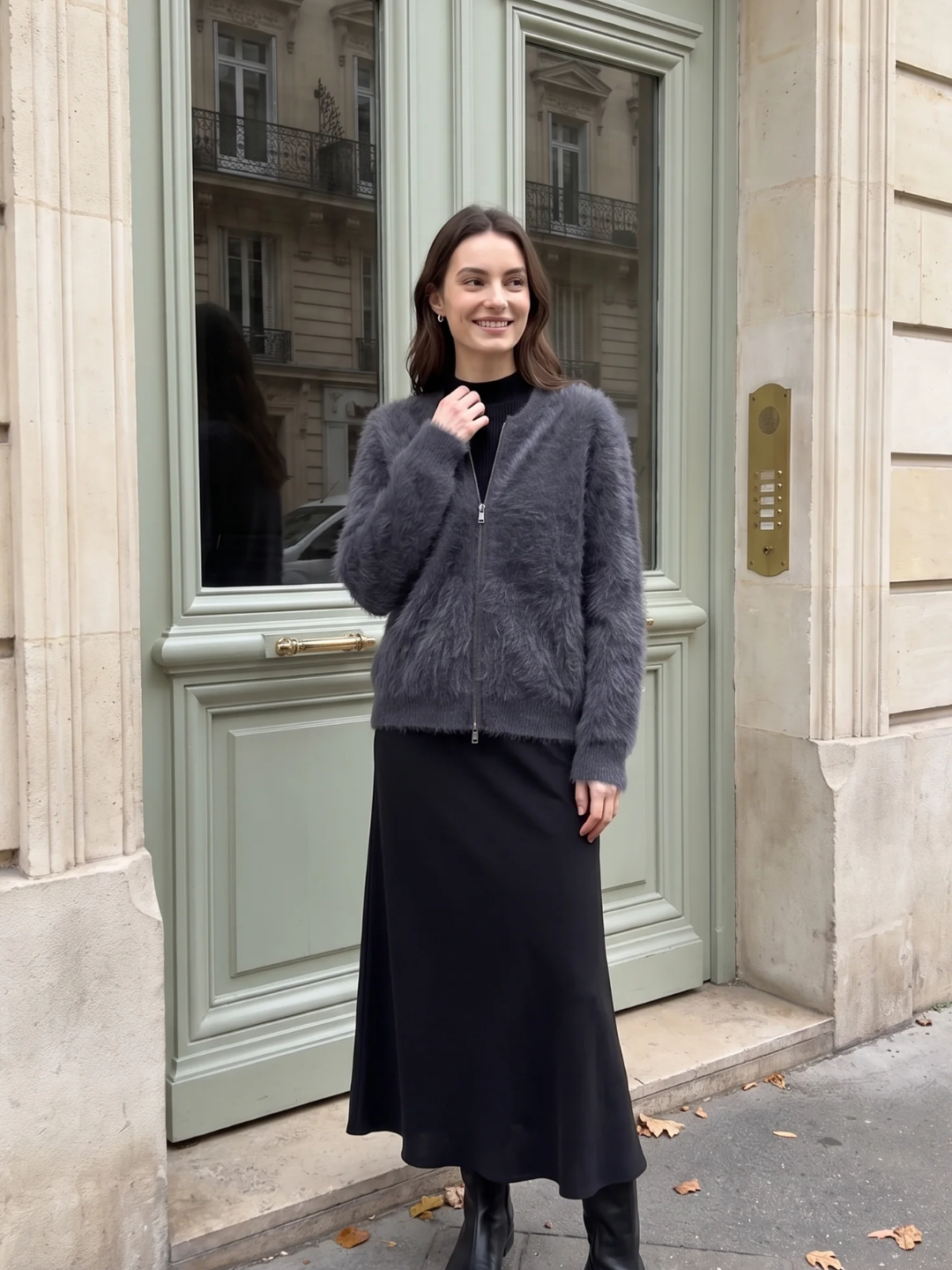 Amelia | Zip-Up Knit Cardigan, Brushed Soft Winter Knitwear