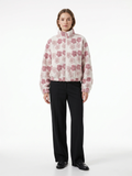 Grace | Floral Textured Fleece Jacket, Cropped Zip-Up Winter Coat