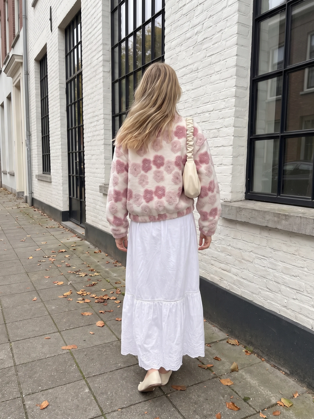 Grace | Floral Textured Fleece Jacket, Cropped Zip-Up Winter Coat