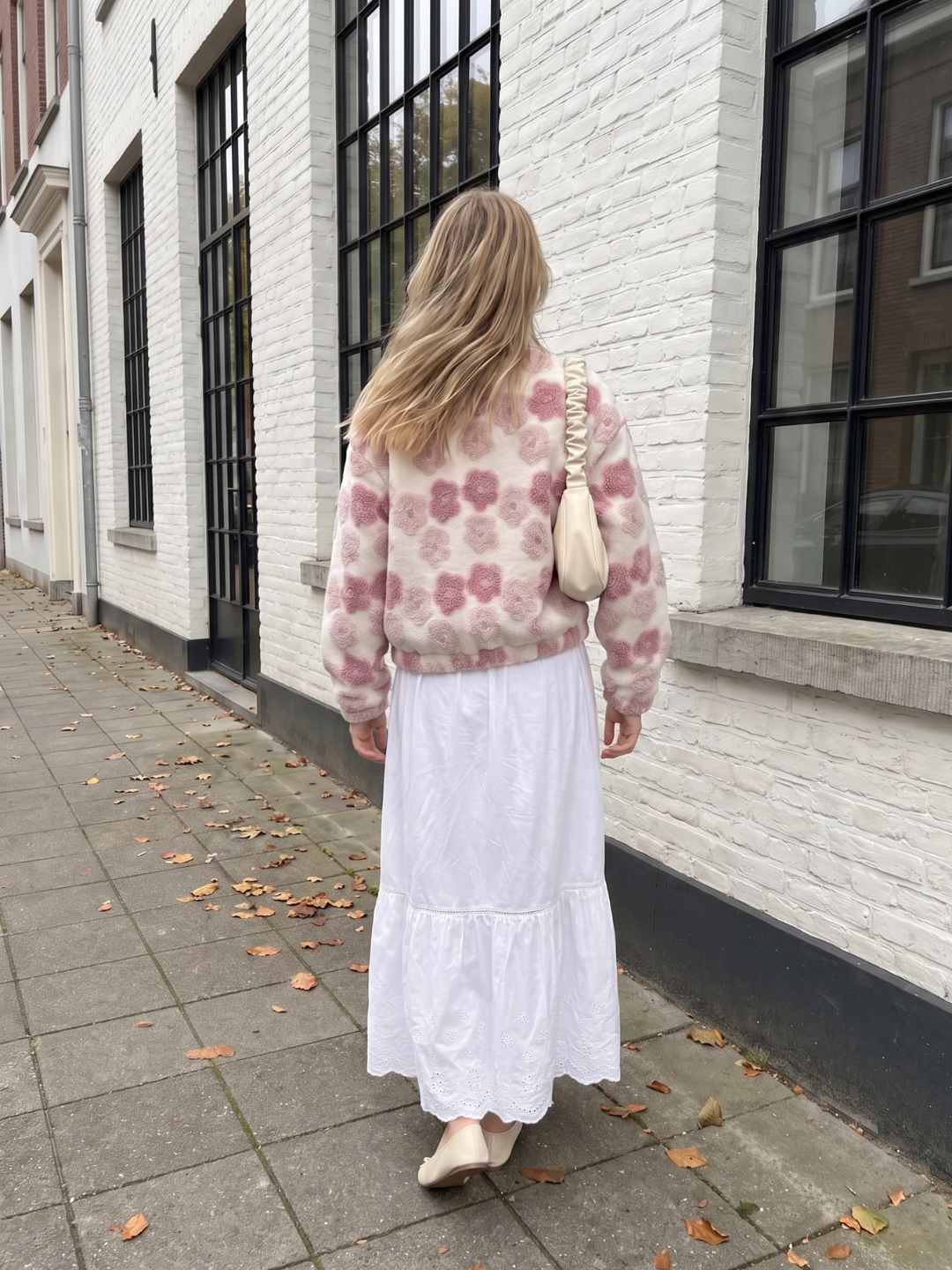 Grace | Floral Textured Fleece Jacket, Cropped Zip-Up Winter Coat