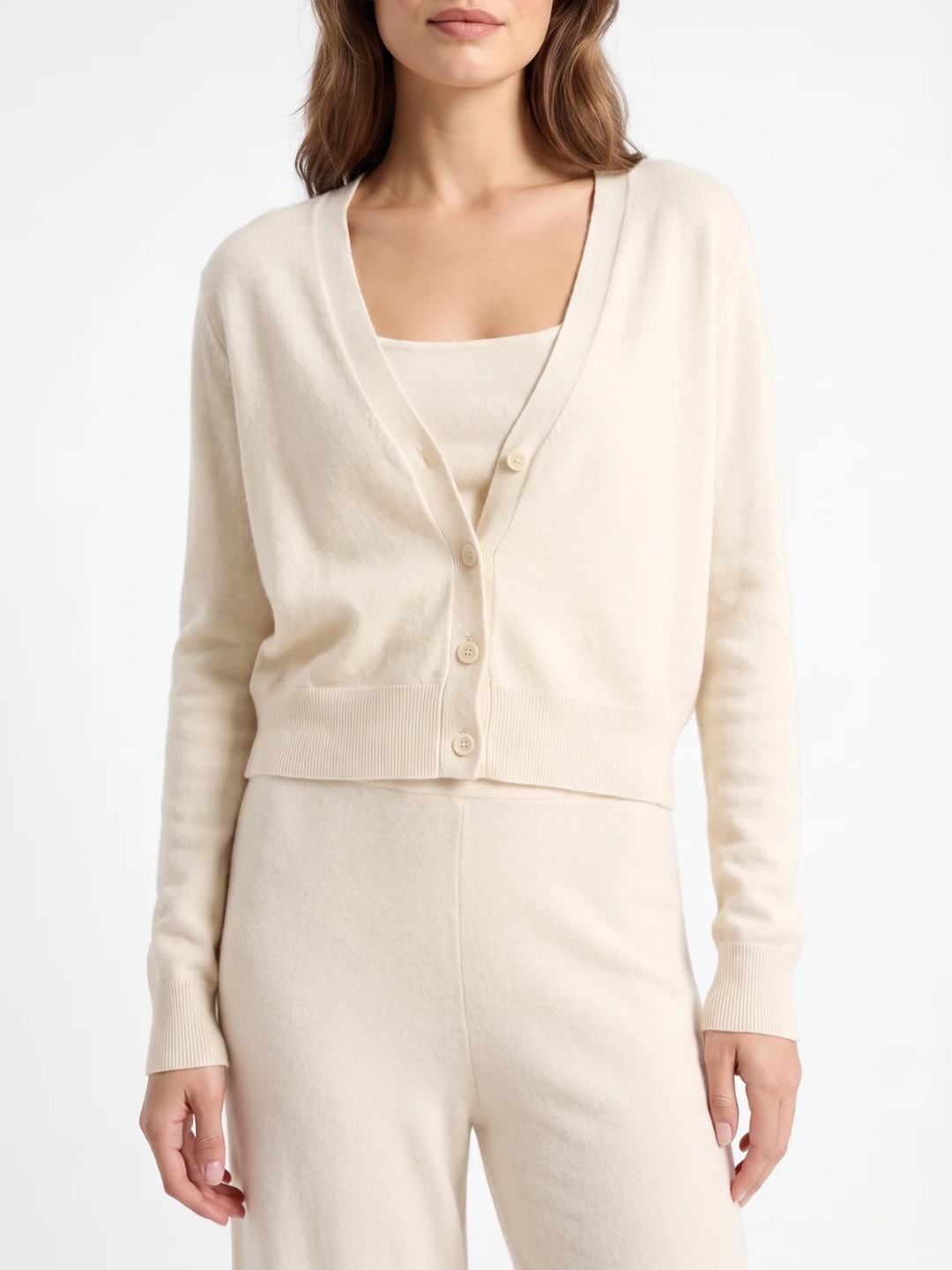 Emmeline | Button Front Knit Two Piece Set, Wide Leg Loungewear Co-ord