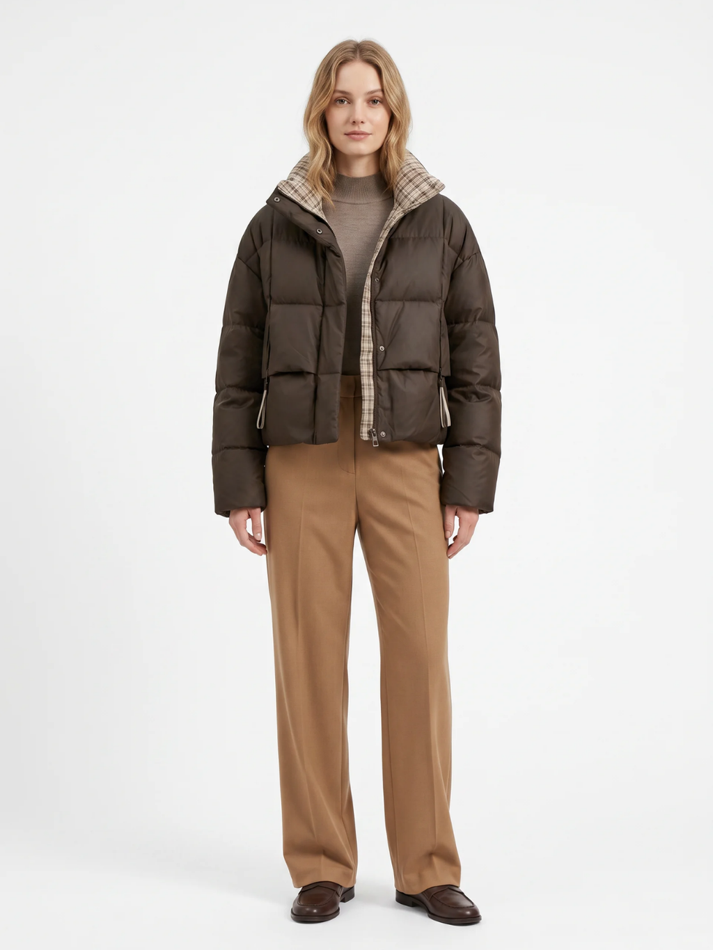 Daisy | Cropped Puffer Jacket, Stand Collar Quilted Winter Coat