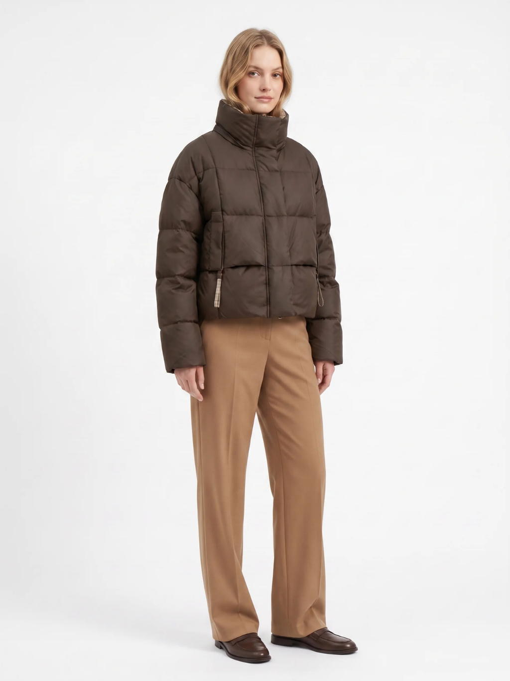 Daisy | Cropped Puffer Jacket, Stand Collar Quilted Winter Coat