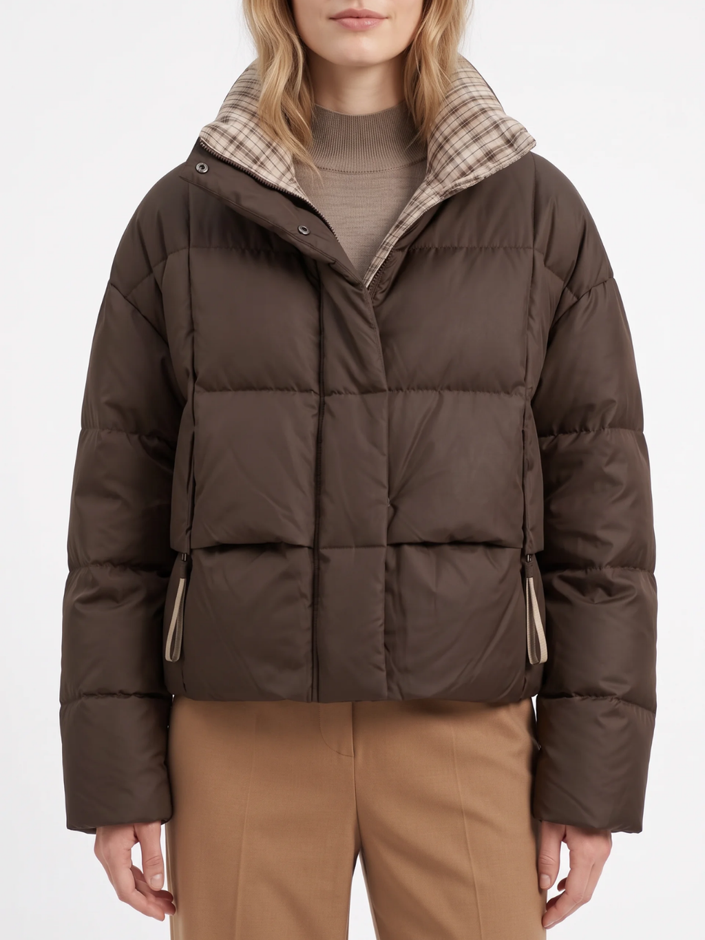Daisy | Cropped Puffer Jacket, Stand Collar Quilted Winter Coat