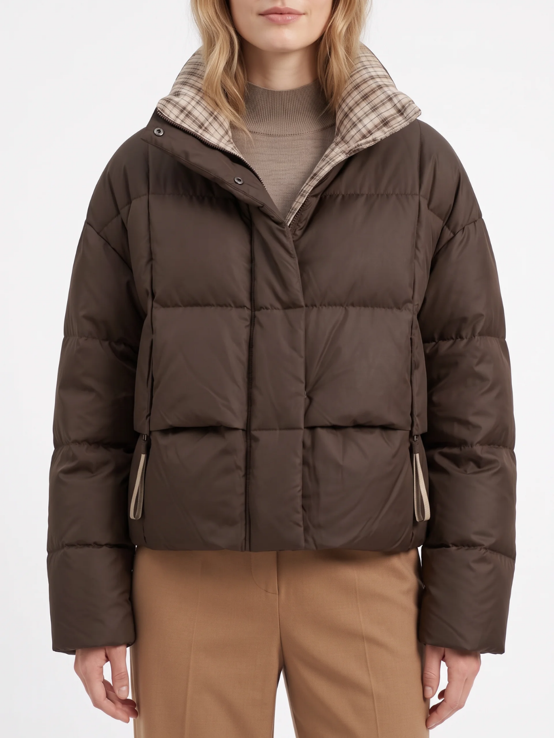 Daisy | Cropped Puffer Jacket, Stand Collar Quilted Winter Coat