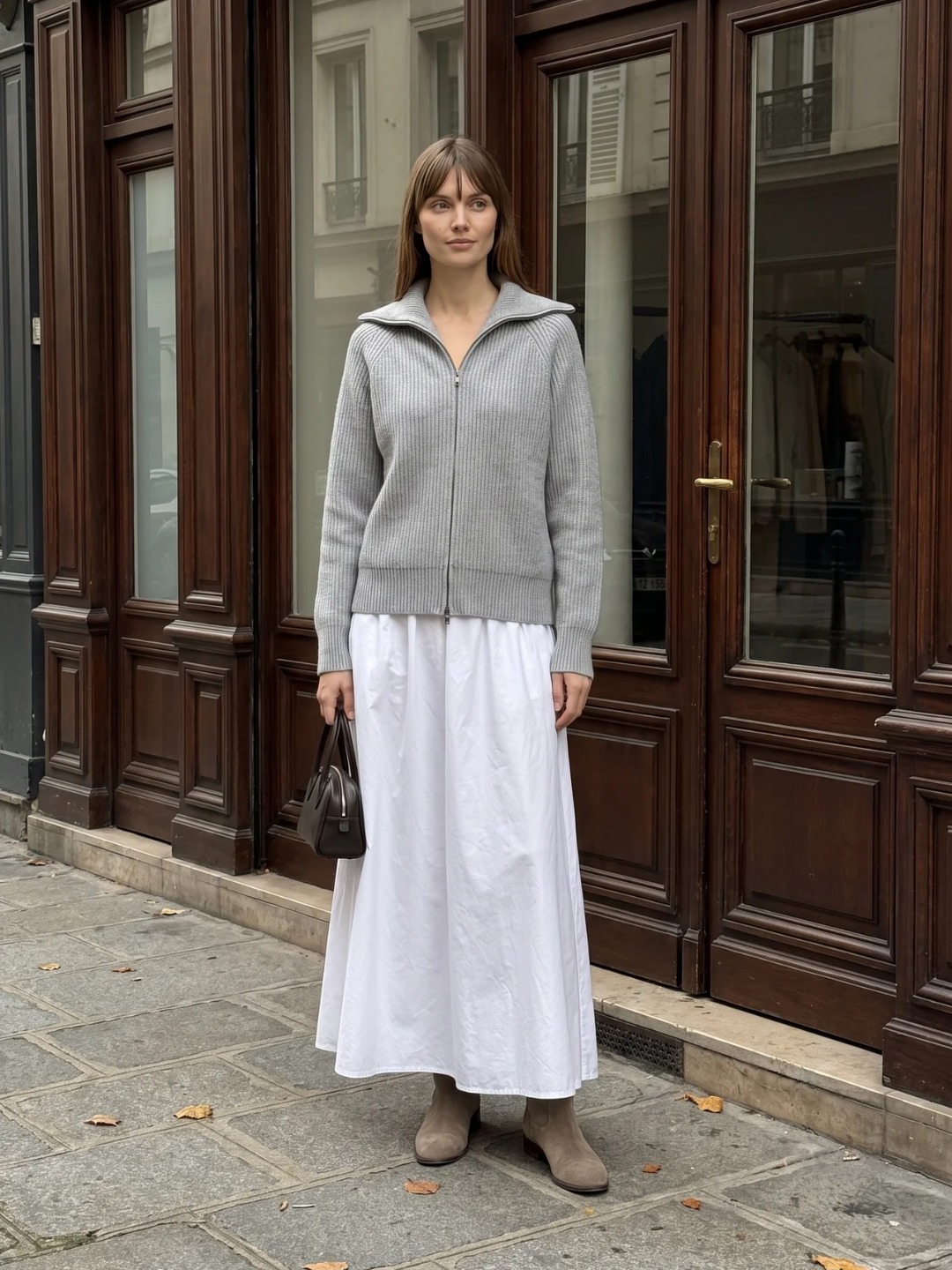 Nancy | Ribbed Zip-Up Cardigan, Funnel Neck Winter Knitwear