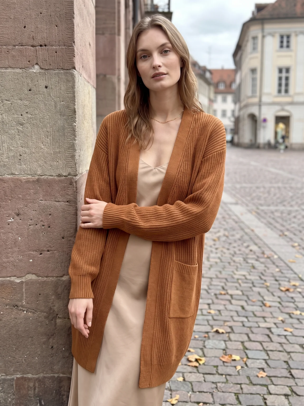 Ruby | Longline Open Front Cardigan, Ribbed Patch Pocket Winter Coatigan