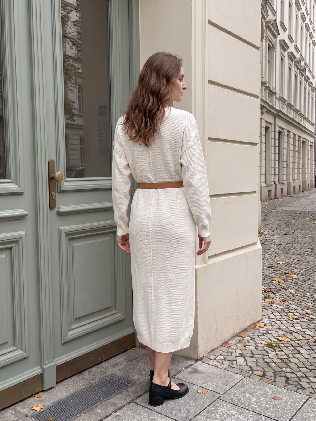 Rosie | Button Neck Knit Midi Dress, Long Sleeve Winter Jumper Dress