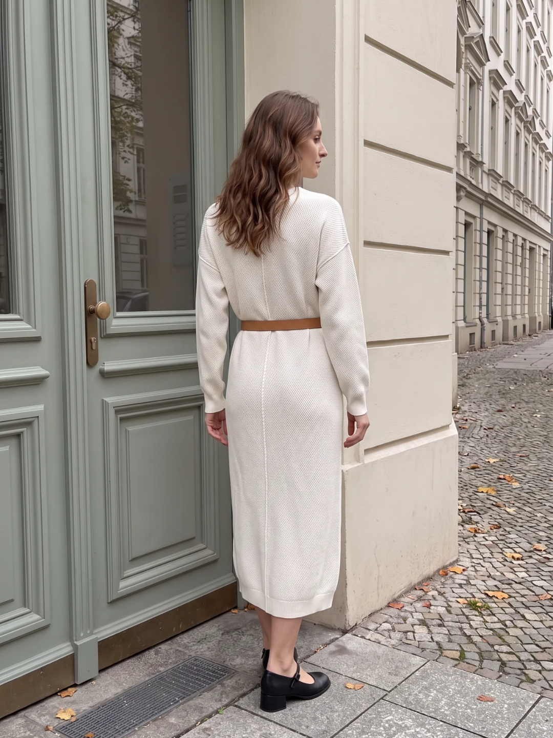 Rosie | Button Neck Knit Midi Dress, Long Sleeve Winter Jumper Dress