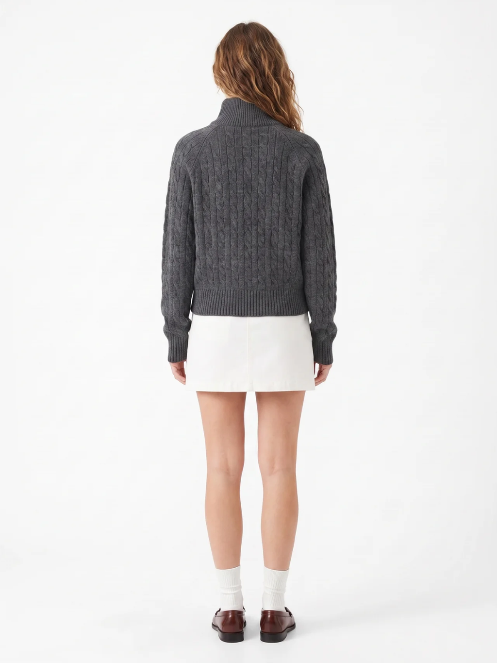 Jasmine | Cable Knit Half Zip Jumper, Funnel Neck Winter Pullover