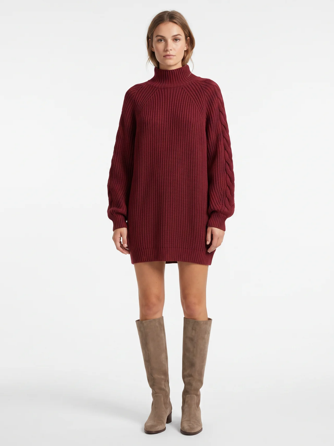 Maisie | Roll Neck Knit Jumper Dress, Oversized Winter Sweater Dress