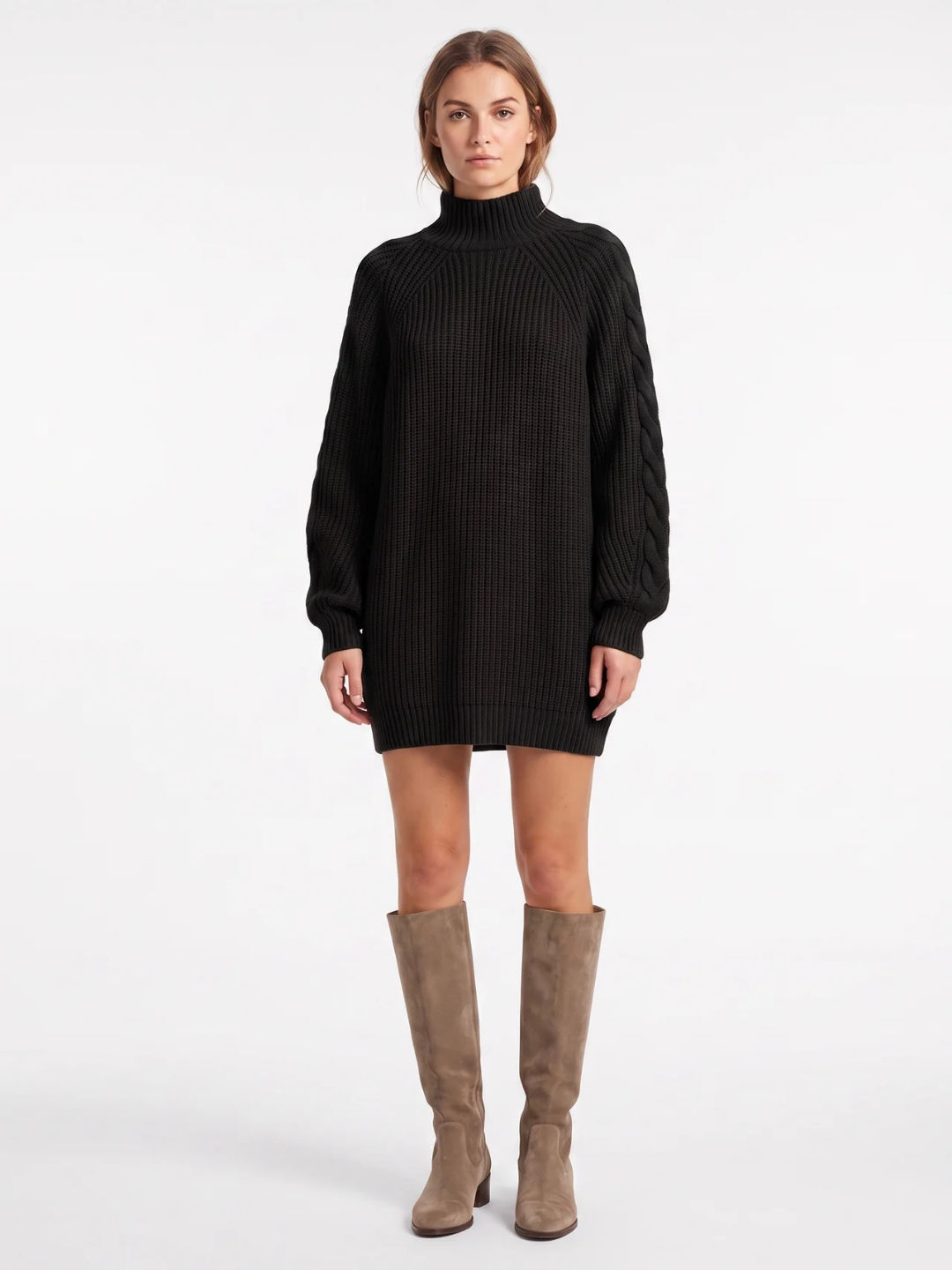 Maisie | Roll Neck Knit Jumper Dress, Oversized Winter Sweater Dress