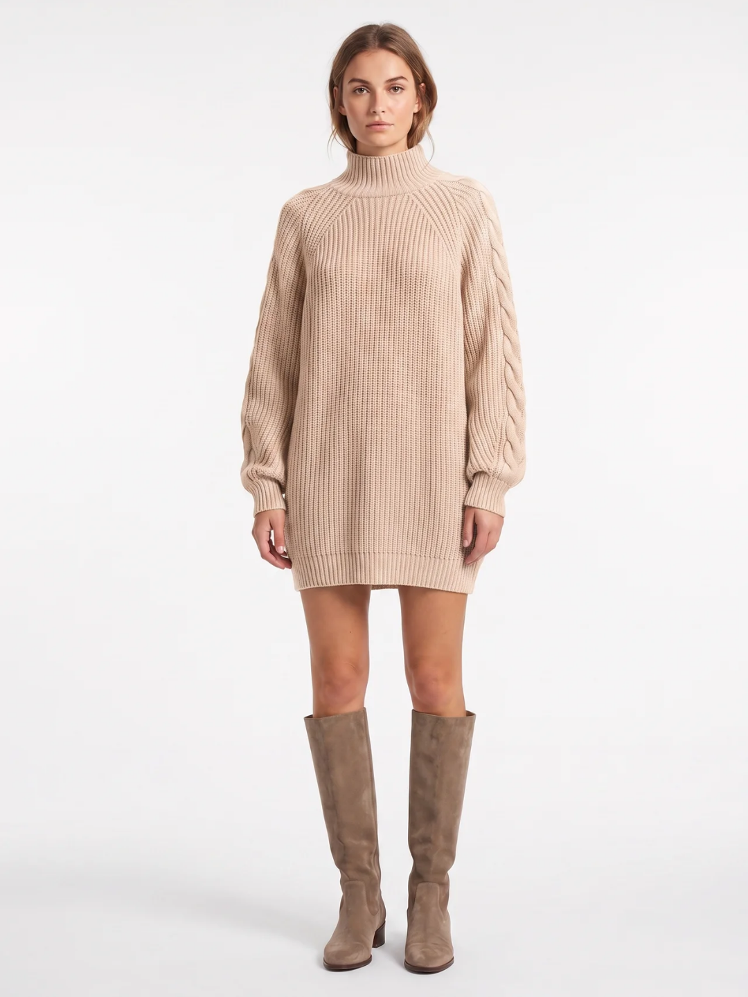 Maisie | Roll Neck Knit Jumper Dress, Oversized Winter Sweater Dress