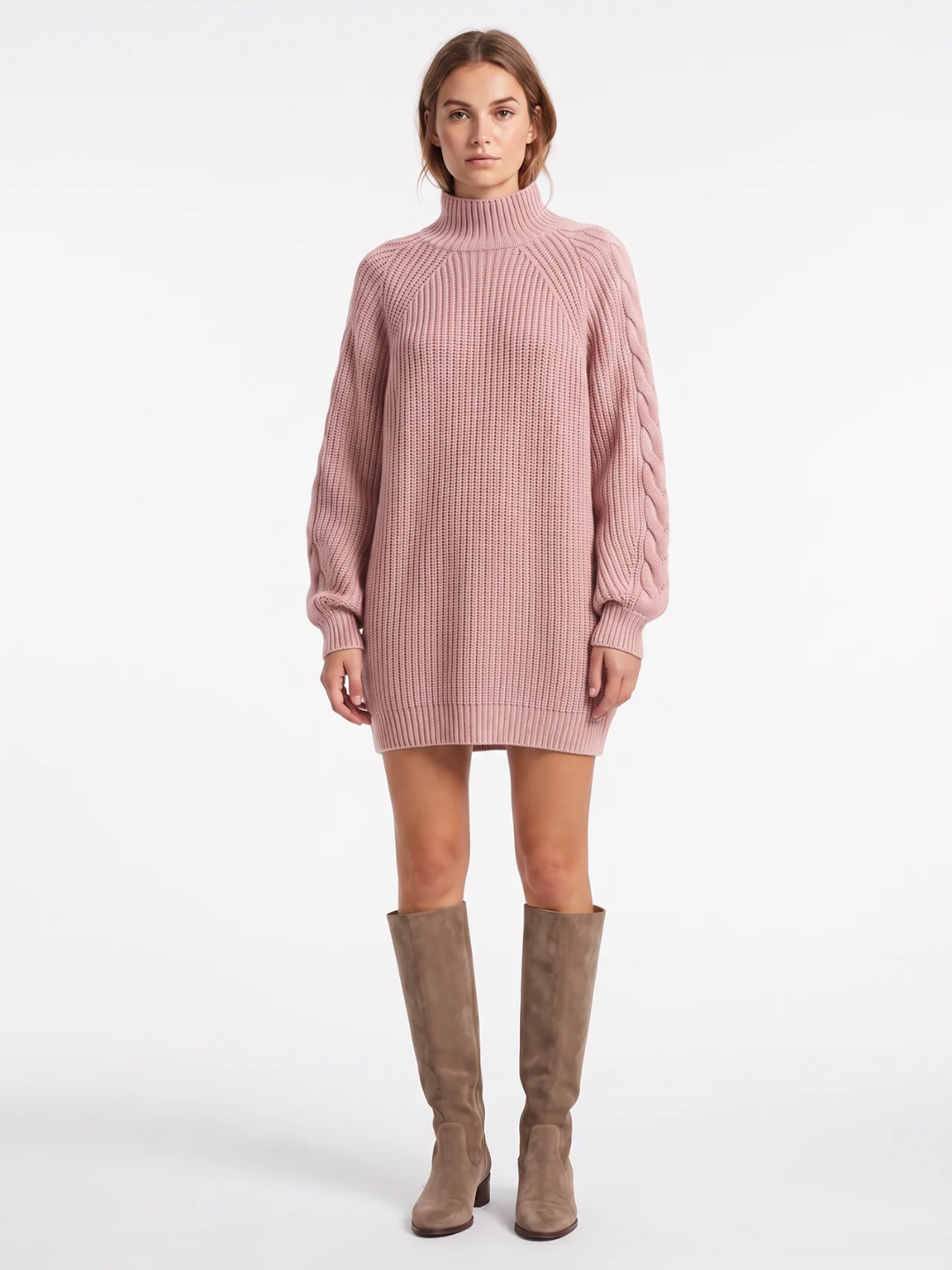 Maisie | Roll Neck Knit Jumper Dress, Oversized Winter Sweater Dress
