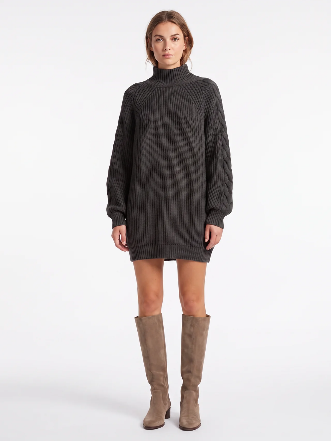 Maisie | Roll Neck Knit Jumper Dress, Oversized Winter Sweater Dress