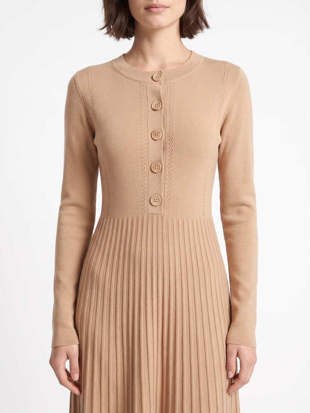 Martha | Ribbed Knit Maxi Dress, Button Front V-Neck Winter Jumper Dress
