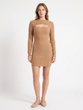 Mabel | Cable Knit Bodycon Mini Dress, Cut-Out Long Sleeve Winter Dress